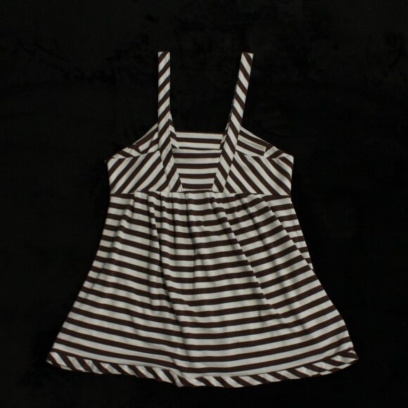 BCBG Brown & White Striped Baby Doll Tank-Top - Picture 3 of 6